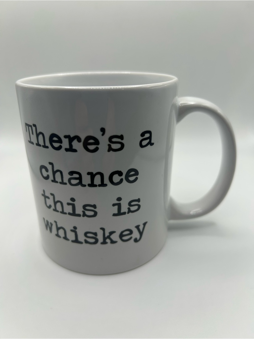 🆕 White Ceramic Coffee Mug with 'There's a chance this is whiskey' Print